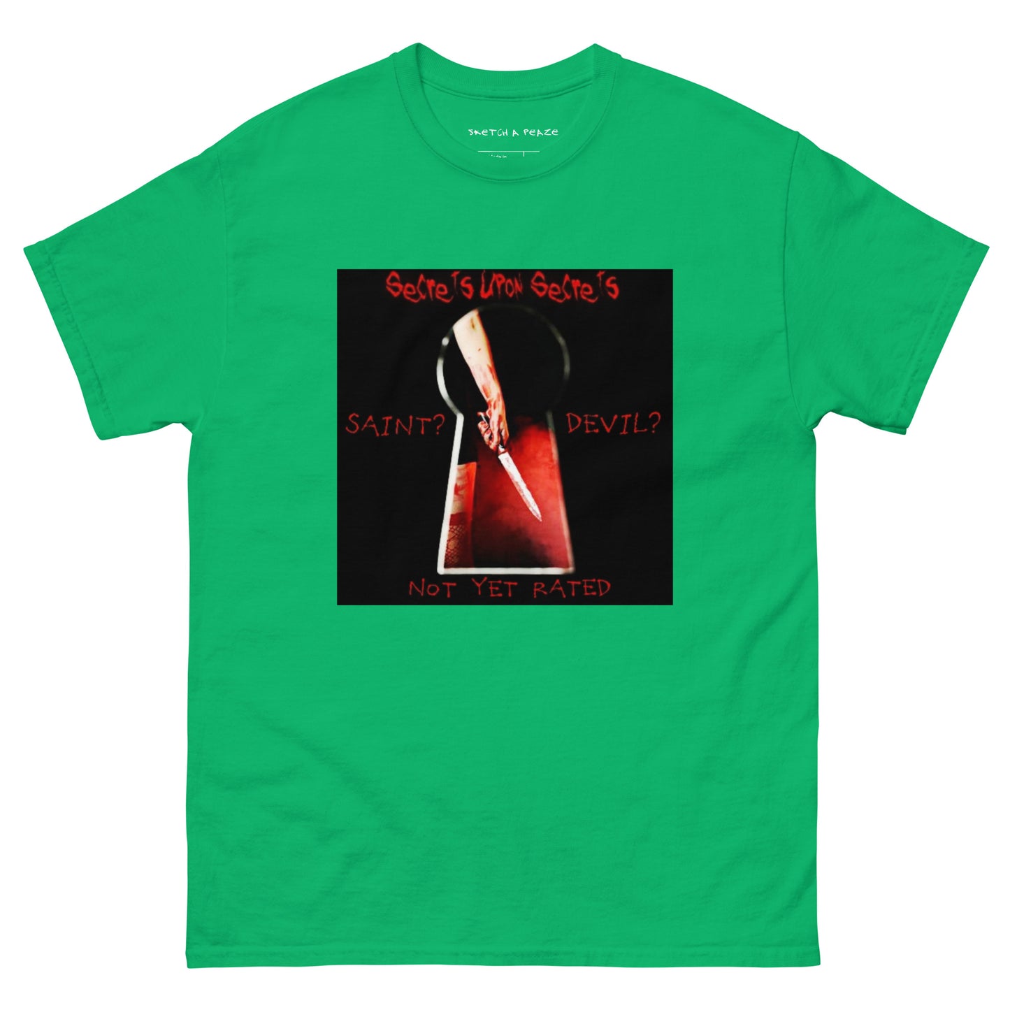 Official Sketch A Peaze Secrets Upon Secrets Movie Promo Poster Saint ? or Devil?  Men's Classic Tee