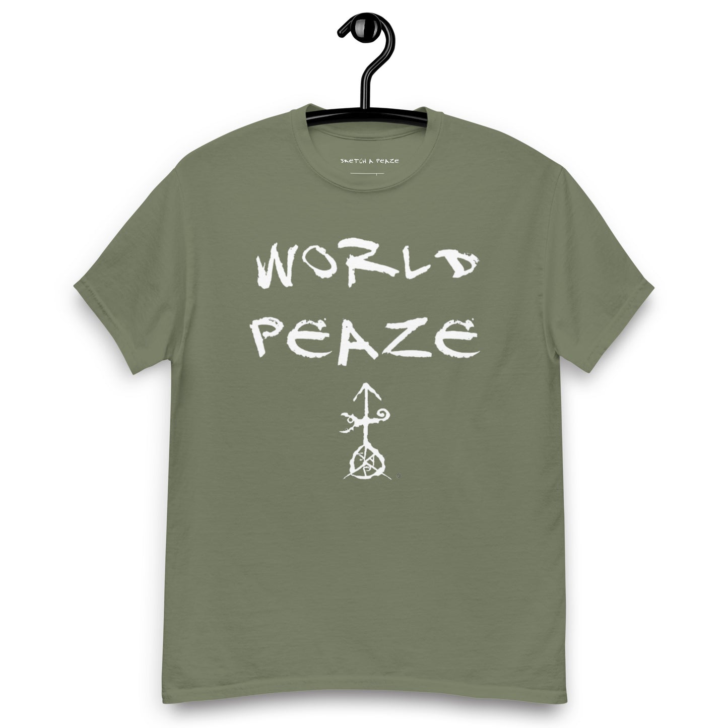 Official Sketch A Peaze World Peaze World Love With Peaze Sign Logo Men's Classic Tee