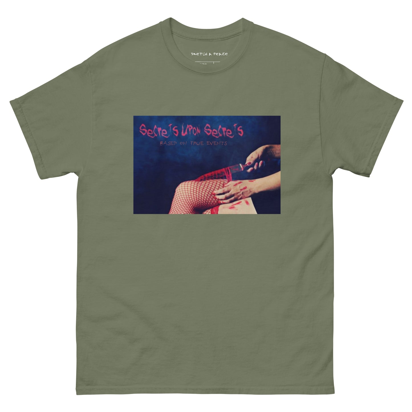 Official Sketch A Peaze Secrets Upon Secrets Movie Promo Poster Christi Valentine Killer Men's classic tee