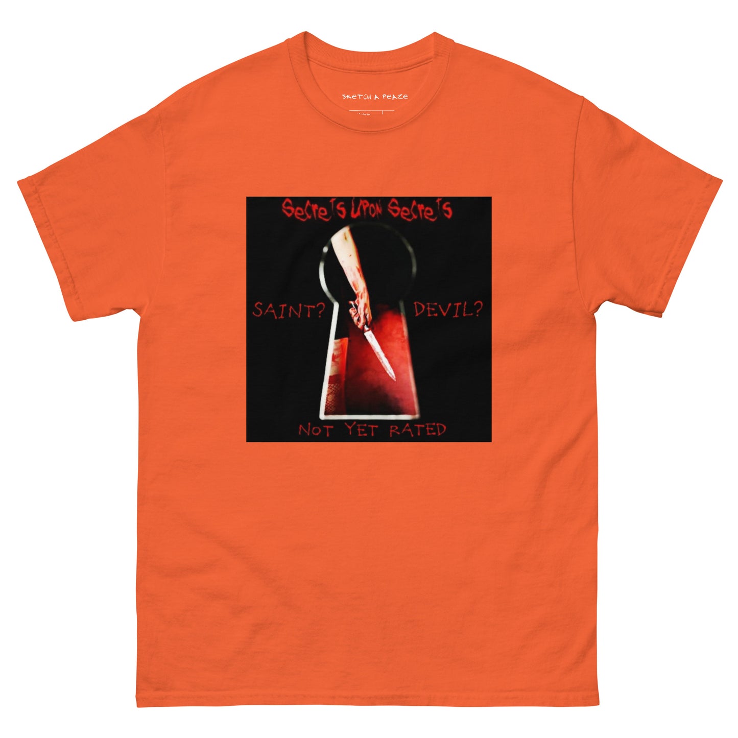 Official Sketch A Peaze Secrets Upon Secrets Movie Promo Poster Saint ? or Devil?  Men's Classic Tee