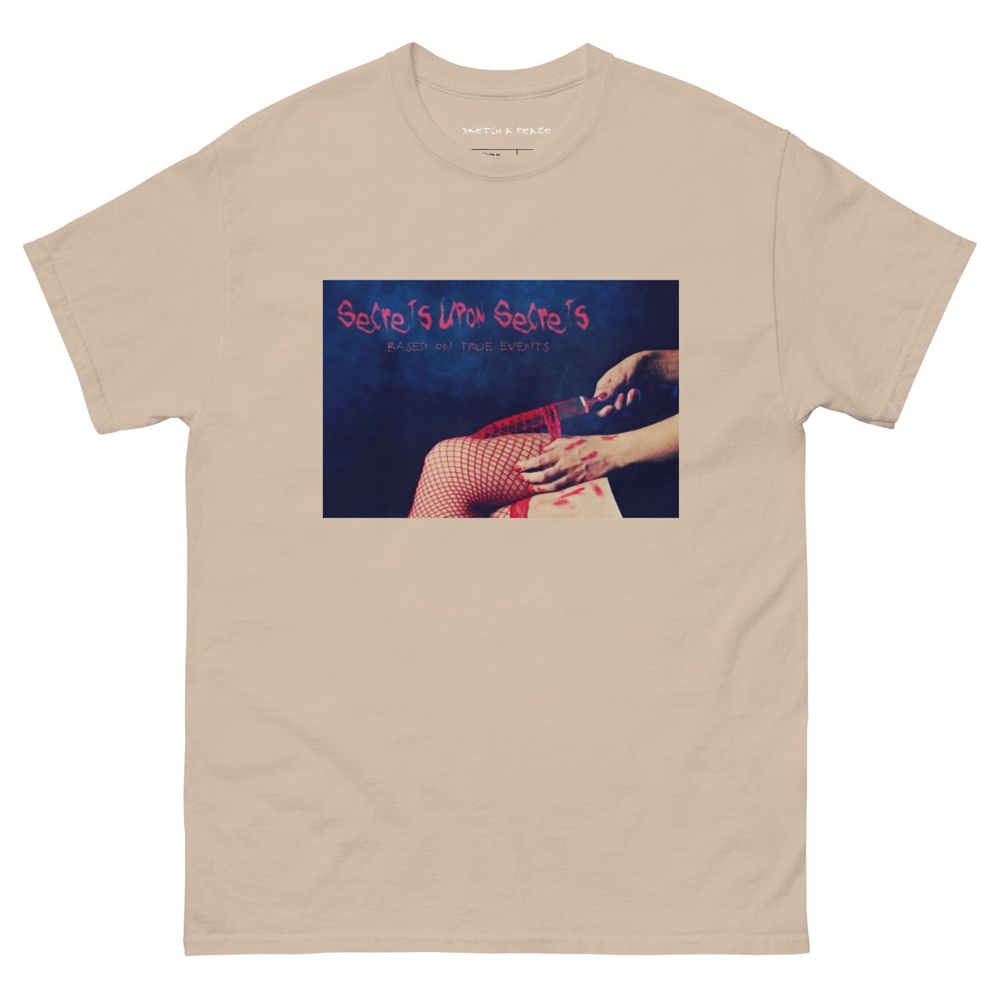 Official Sketch A Peaze Secrets Upon Secrets Movie Promo Poster Christi Valentine Killer Men's classic tee